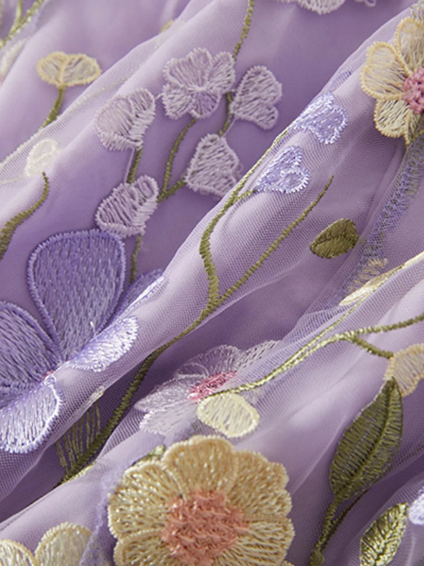 Floral Embroidered Mesh Overlay Maxi Dress.