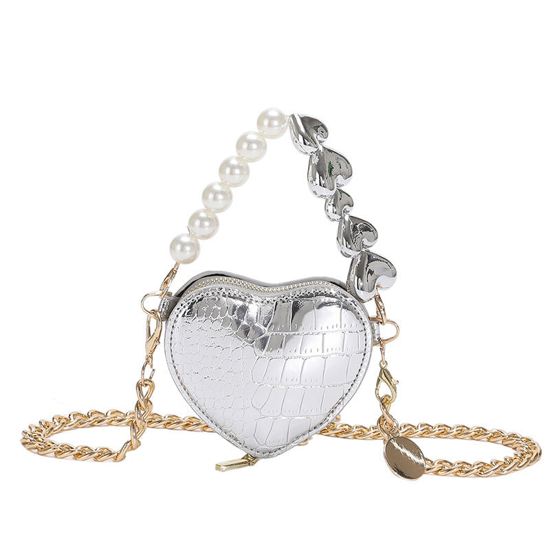 Mini Love-shape Pearls Handbag Fashion Cute Chain Lipstick Bag Women's Bright Candy Color Shoulder Messenger Bag A&S Collection