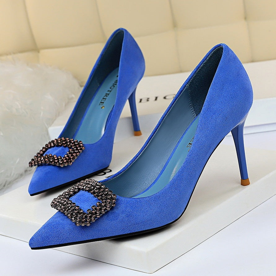 Shine Bright: Elegant Pointed Rhinestone High Heels for Every Occasion CJ
