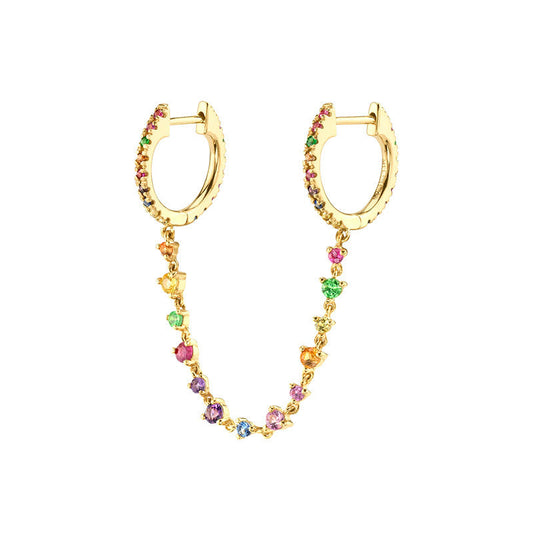 S925 Silver needle selling wind color earrings pendant female retro style studded with zircon earrings A&S Collection