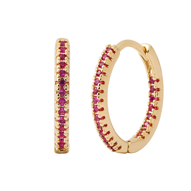 Elegant Multicolor Zircon Circle Ear Clip Earrings for Women – Perfect Fashion Accessory for Any Occasion CJ