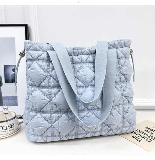 Elegant cloud tote: spacious, single shoulder, and soft down design A&S Collection