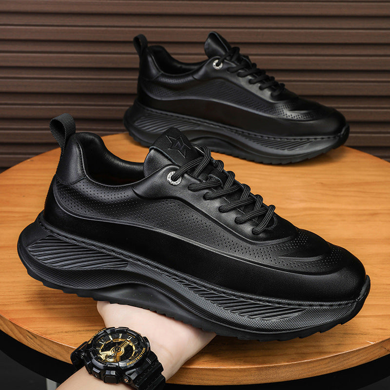 Trendy Thick-Soled Men's Sneakers: Breathable Lace-Up Dad Shoes for Casual Comfort A&S Collection