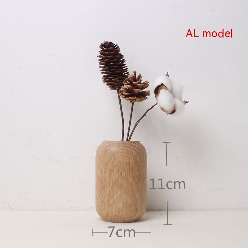 Japanese Style Groceries Solid Wood Dried Flowers And Flowerpot Wooden Craftwork Ins Vase A&S Collection