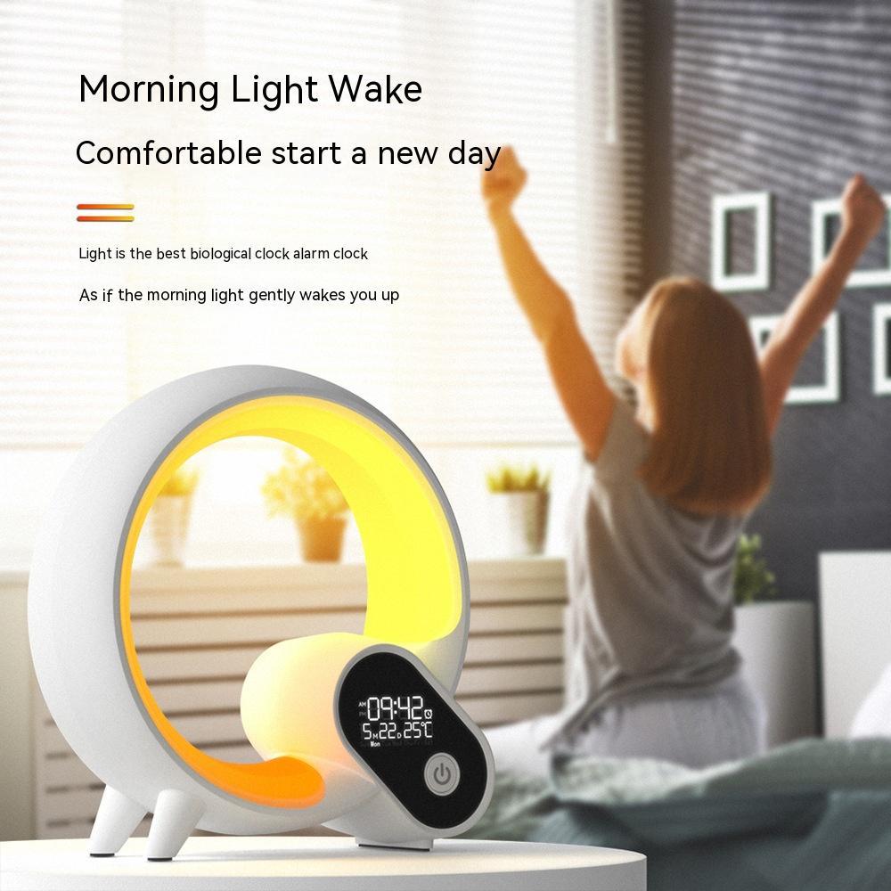 Creative Q Light Analog Sunrise Digital Display Alarm Clock Bluetooth Audio Intelligent Wake-up Q Colorful Atmosphere Light A&S Collection