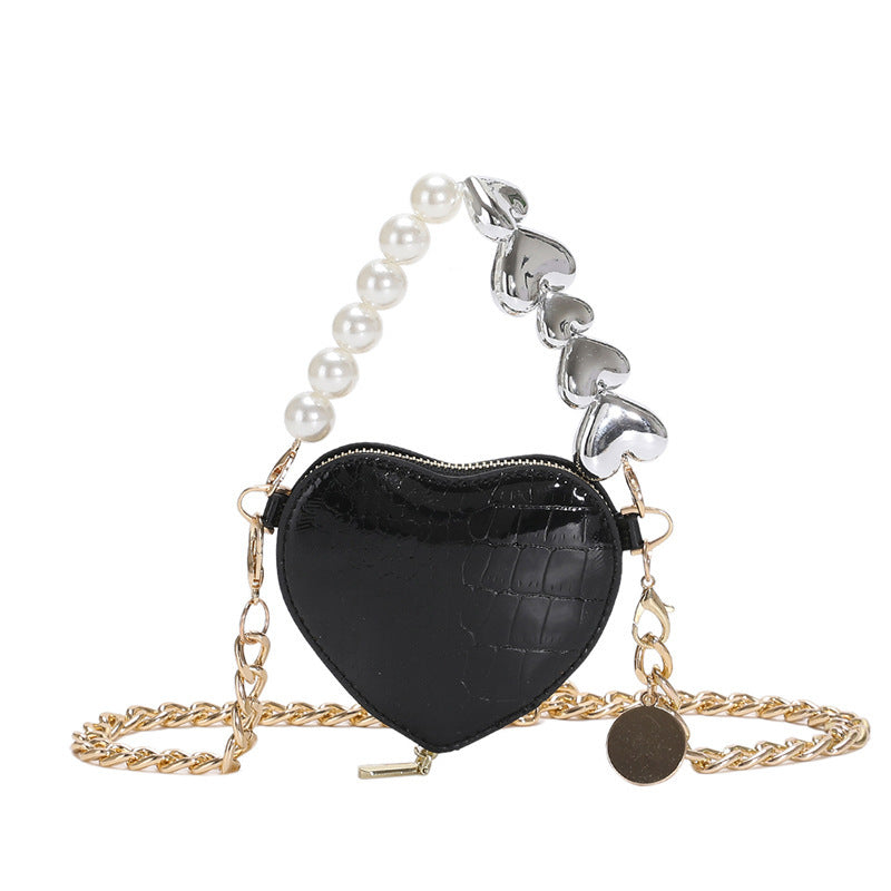 Mini Love-shape Pearls Handbag Fashion Cute Chain Lipstick Bag Women's Bright Candy Color Shoulder Messenger Bag A&S Collection
