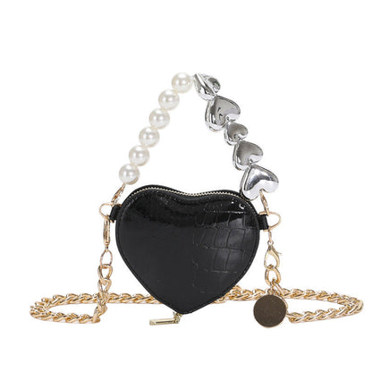 Mini Love-shape Pearls Handbag Fashion Cute Chain Lipstick Bag Women's Bright Candy Color Shoulder Messenger Bag A&S Collection
