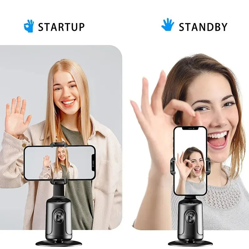 360° Auto Face Tracking AI Gimbal | Smart Phone Holder for Vlogging, Video, and Live Streaming Stabilizer Tripod CJ