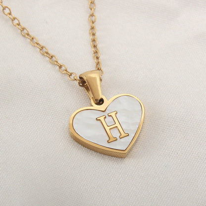 26 Letter Heart-shaped Necklace White Shell Love Clavicle Chain Fashion Personalized Necklace For Women Jewelry Valentine's Day A&S Collection