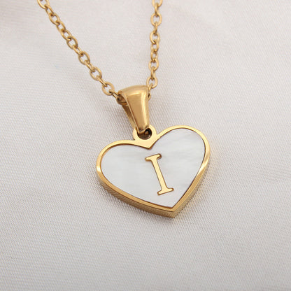 26 Letter Heart-shaped Necklace White Shell Love Clavicle Chain Fashion Personalized Necklace For Women Jewelry Valentine's Day A&S Collection