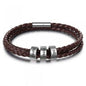 Personalized Mens Braided Genuine Leather Bracelet Stainless Steel Custom Beads Name Charm Bracelet For Men With Family Names A&S Collection