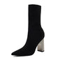 Stylish Short Tube Women's Boots with Metal Thick High Heels CJ