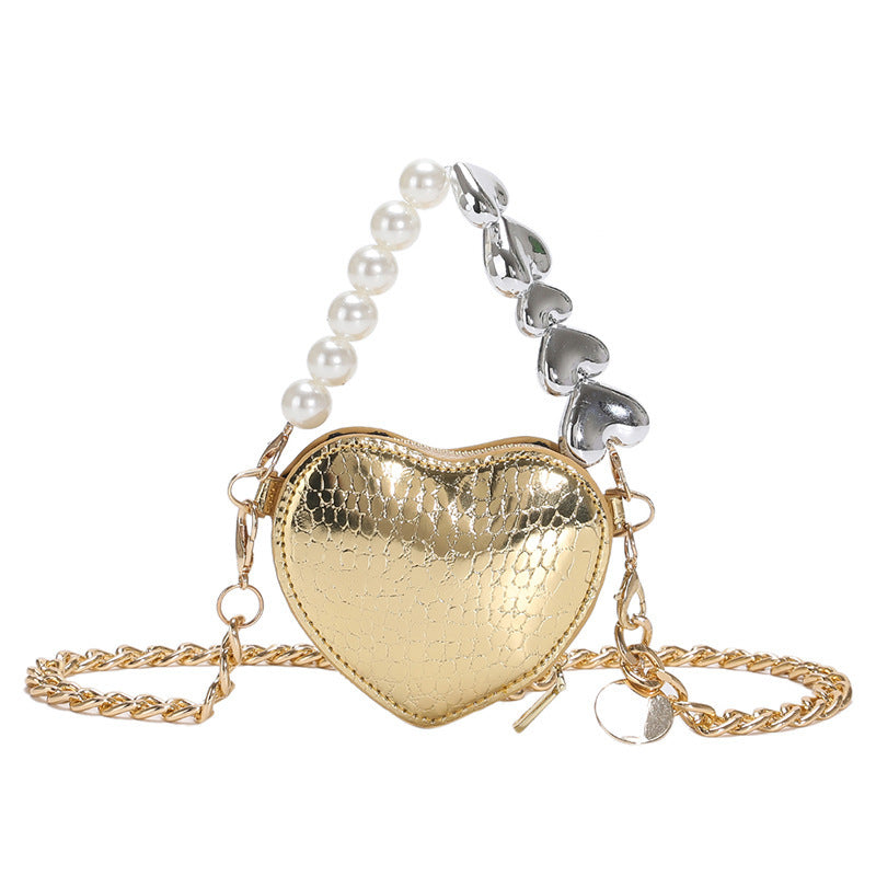 Mini Love-shape Pearls Handbag Fashion Cute Chain Lipstick Bag Women's Bright Candy Color Shoulder Messenger Bag A&S Collection