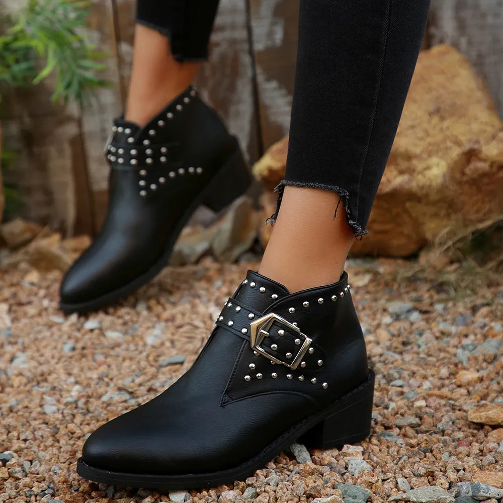 Studded Buckle Chelsea Boots.