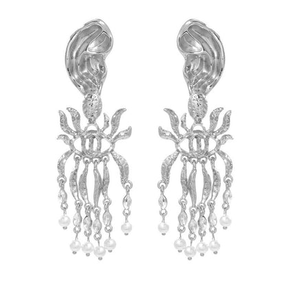 Retro earrings Women's exaggerated alloy imitation pearl fringe earrings pendant jewelry A&S Collection