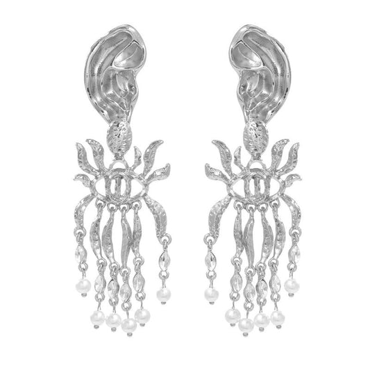 Retro earrings Women's exaggerated alloy imitation pearl fringe earrings pendant jewelry A&S Collection