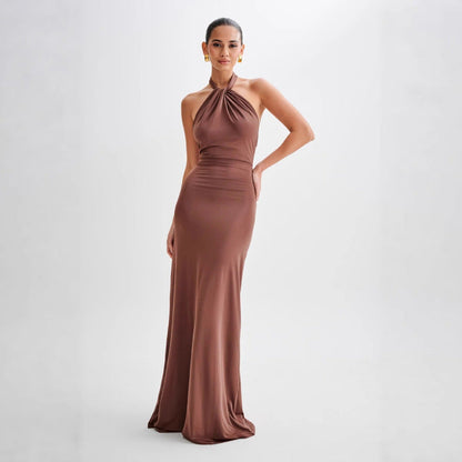 Ins Bodycon Halter Dress Sexy Backless Slim Fit Waist Slimming Maxi Dresses Prom Party Club Clothing For Women A&S Collection