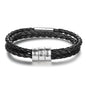 Personalized Mens Braided Genuine Leather Bracelet Stainless Steel Custom Beads Name Charm Bracelet For Men With Family Names A&S Collection