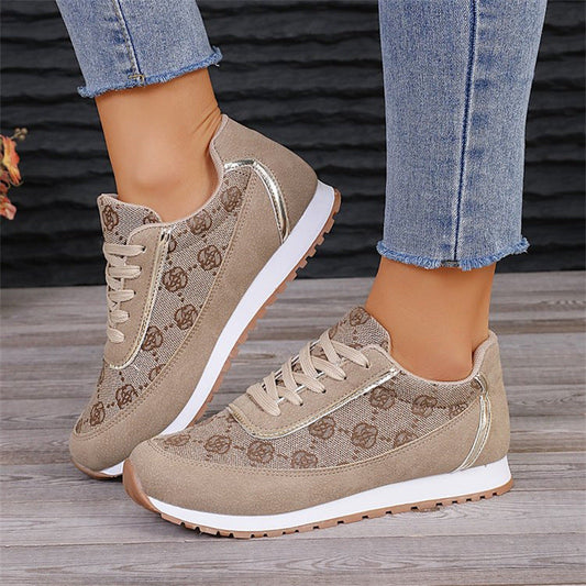 Flower Print Lace-up Sneakers Casual Fashion Lightweight Breathable Walking Running Sports Shoes Women Flats A&S Collection