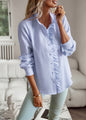 Striped Long Sleeve Shirt Fashion Ruffle Design Button Up Tops Casual Office Blouse Elegant Commuting Women's Clothing A&S Collection