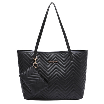 Women's Fashionable Wave Pattern Diamond Plaid Embroidered Shoulder Bag A&S Collection