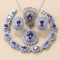 Garnet Cubic Zirconia Earrings Pendant Necklace Bracelet Ring Gift 4 PCs Set A&S Collection