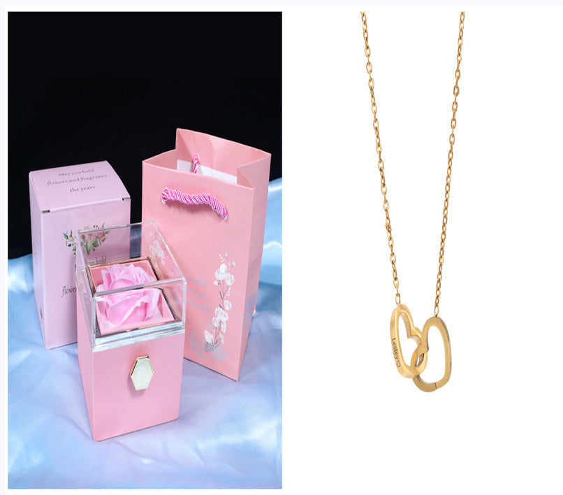Rotating Soap Flower Rose Gift Box Creative Rotating Rose Jewelry Packaging Box Valentine's Day Gift For Women A&S Collection