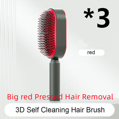 Self Cleaning Hair Brush For Women One-key Cleaning Hair Loss Airbag Massage Scalp Comb Anti-Static Hairbrush CJ