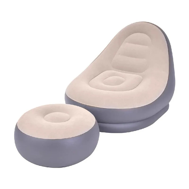 Inflatable lazy armchair PVC flocked folding sofa with pull-on lunch chaise longue set A&S Collection