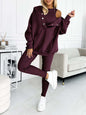 3pcs Women's Sports Suit Loose Hooded Pockets Sweatshirt And Vest And Slim Trousers A&S Collection