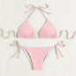 Pure Color Tied Halter Bikini Swimsuit CJ