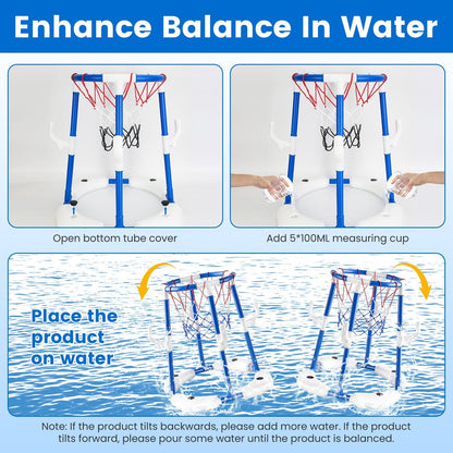 1Set Summer Pool Basketball Hoop Toy Set With 4 Basketballs 4 Circles Floating Swimming Pool Basketball Games Poolside Water Play Toy For 3 To 12Years Old Kids Adults A&S Collection