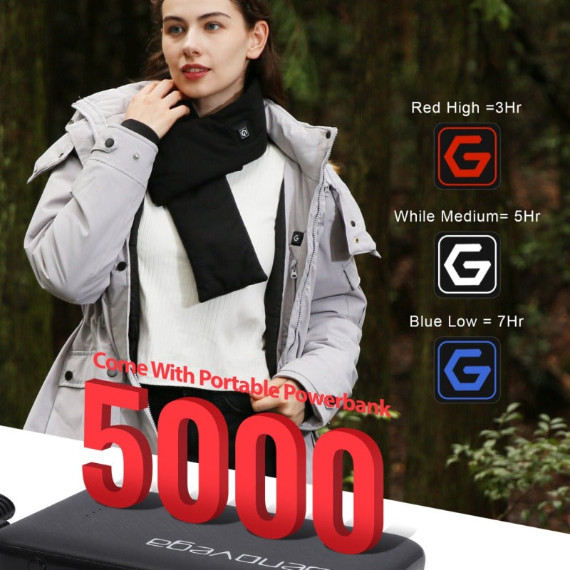 Stylish graphene heating electric scarf with adjustable heat settings, perfect for staying warm and chic. A&S Collection