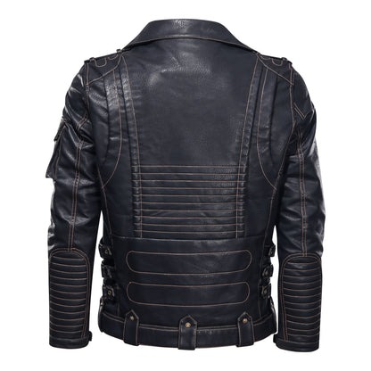 Motorcycle Leather Jacket, Punk Style PU Jacket A&S Collection
