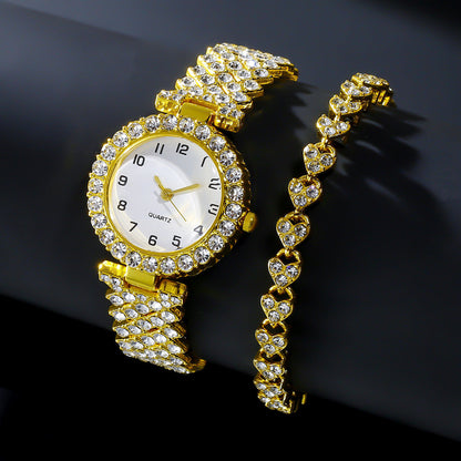 Luxury Silver Strap Watch Set: Fashion Jewelry 2pcs for Women – Elegant Quartz Wristwatch and Alloy Bracelet Gift Set A&S Collection