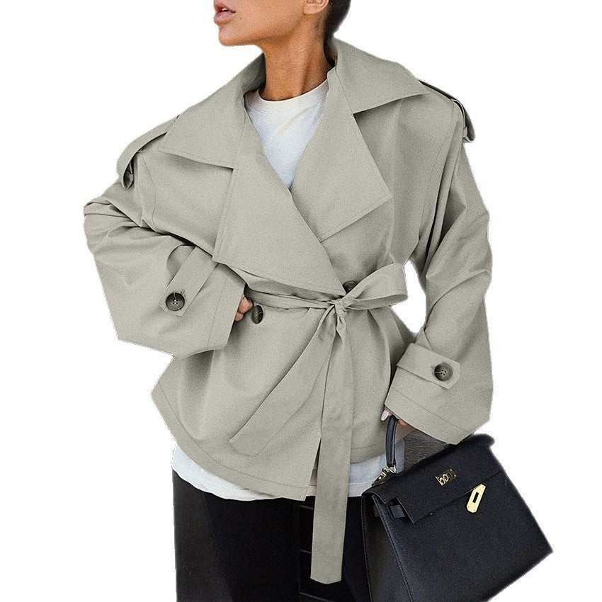 Loose Waistband Long Sleeve Trench Coat Casual Jacket A&S Collection