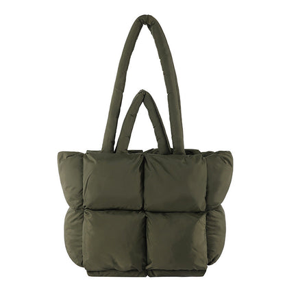 New Tote bag Puffer bag Quilted Bag women's large capacity soft advanced feeling filled cotton bag foreign style all underarm shoulder bag A&S Collection