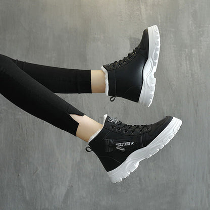 Fleece Lace-up Boots Winter Warm Short Plush High-top Shoes A&S Collection
