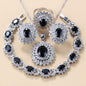 Garnet Cubic Zirconia Earrings Pendant Necklace Bracelet Ring Gift 4 PCs Set A&S Collection