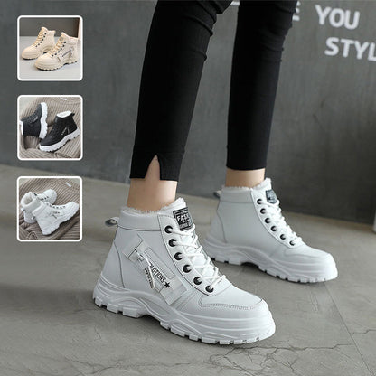 Fleece Lace-up Boots Winter Warm Short Plush High-top Shoes A&S Collection