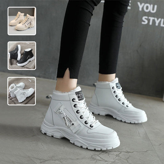 Fleece Lace-up Boots Winter Warm Short Plush High-top Shoes A&S Collection