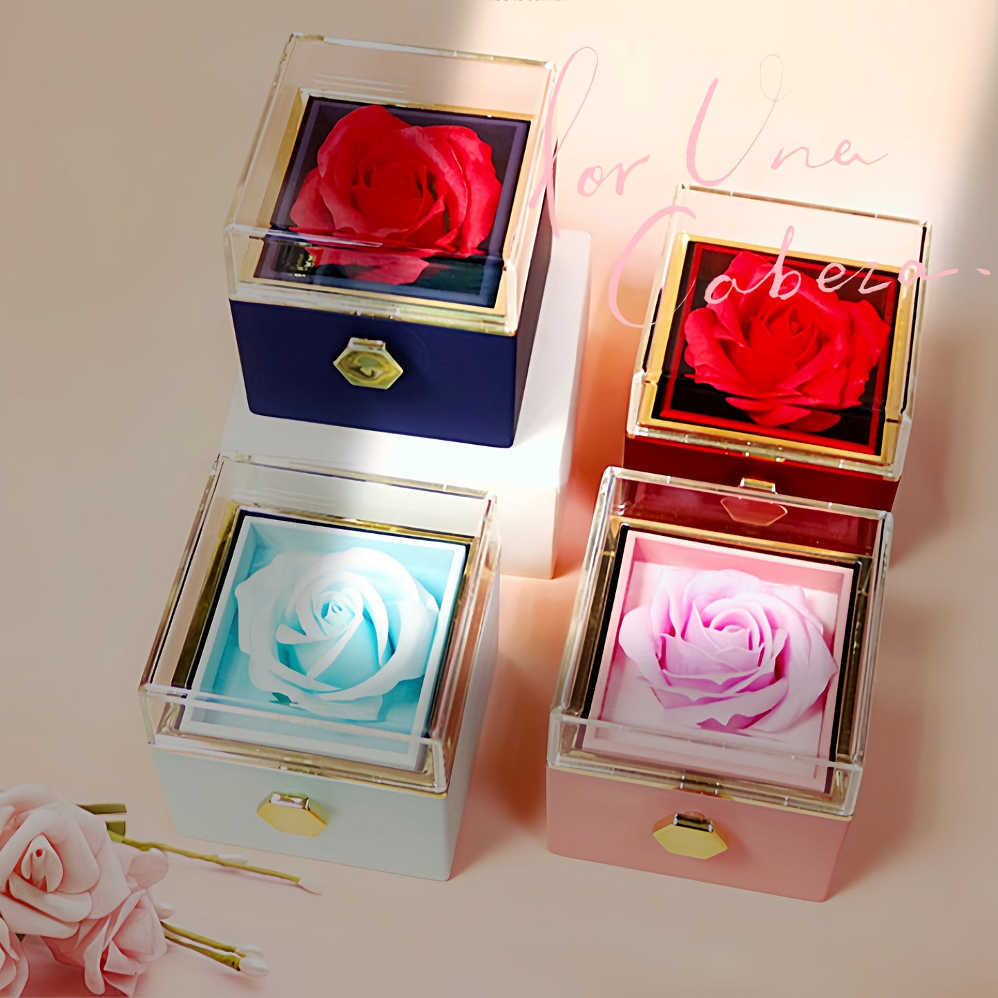 Rotating Soap Flower Rose Gift Box Creative Rotating Rose Jewelry Packaging Box Valentine's Day Gift For Women A&S Collection