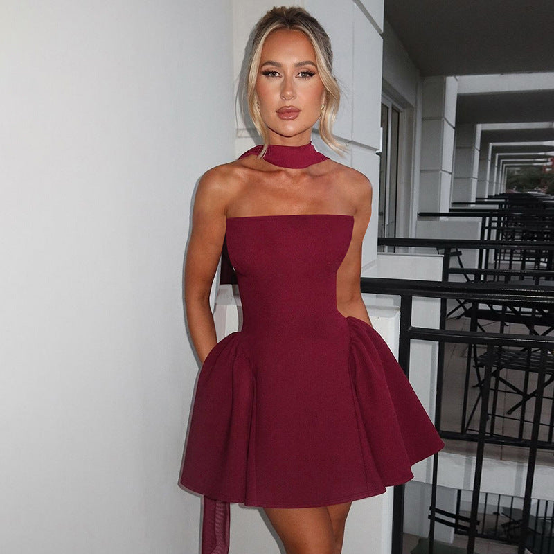 Sexy Tube Top Dress With Back Zipper Design Ins Fashion Short Dress For Party Clothing Women A&S Collection