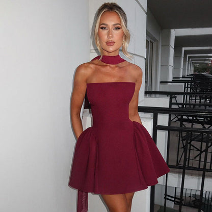 Sexy Tube Top Dress With Back Zipper Design Ins Fashion Short Dress For Party Clothing Women A&S Collection
