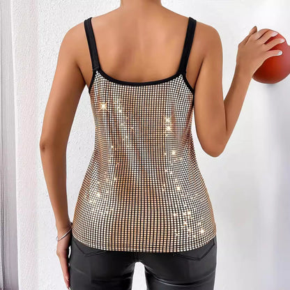 **Glamorous sequined chain vest—shine effortlessly this summer.** CJ