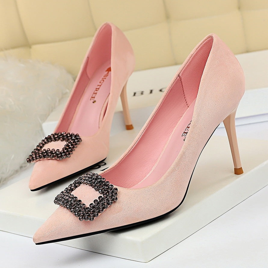 Shine Bright: Elegant Pointed Rhinestone High Heels for Every Occasion CJ