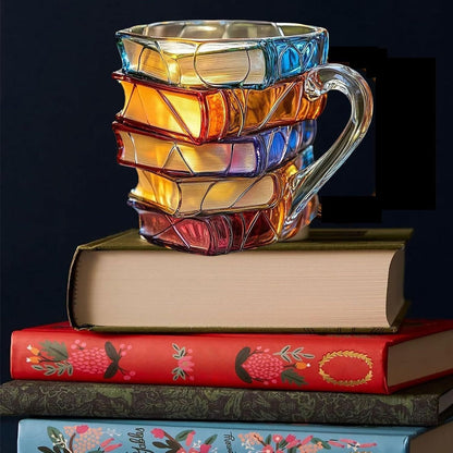 Painted Book Coffee Cup Unique Book Stacking Coffee Cup.
