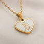 26 Letter Heart-shaped Necklace White Shell Love Clavicle Chain Fashion Personalized Necklace For Women Jewelry Valentine's Day A&S Collection