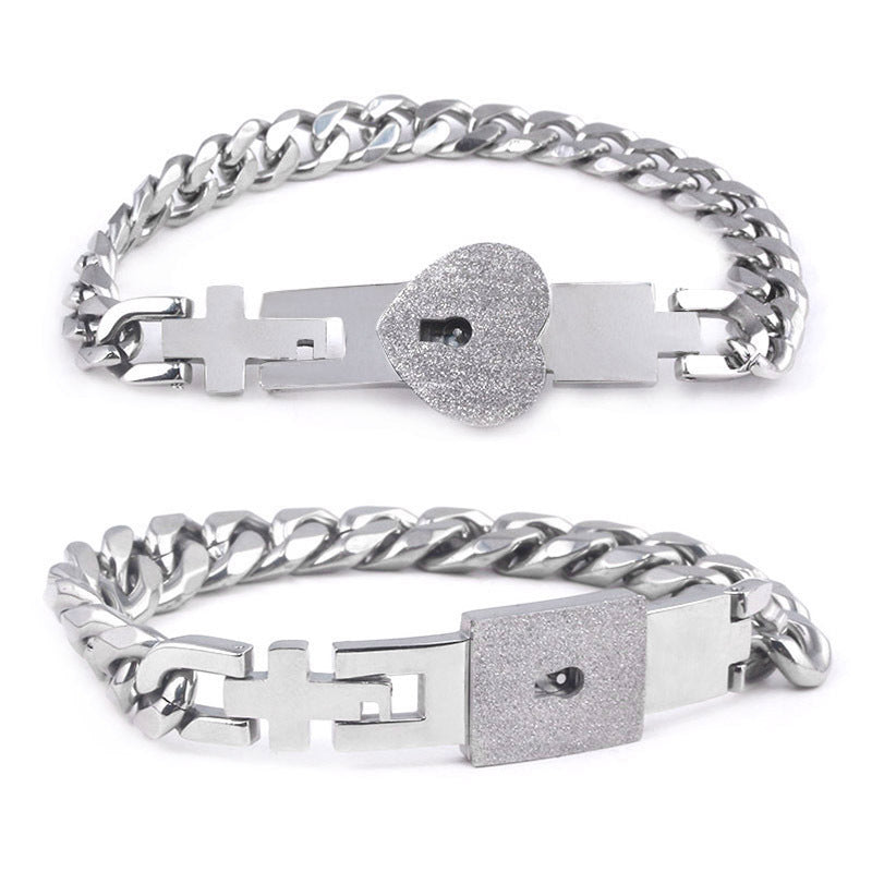 Special Day titanium steel love lock set: matching projection lock bracelet and key necklace for lovers A&S Collection