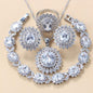Garnet Cubic Zirconia Earrings Pendant Necklace Bracelet Ring Gift 4 PCs Set A&S Collection